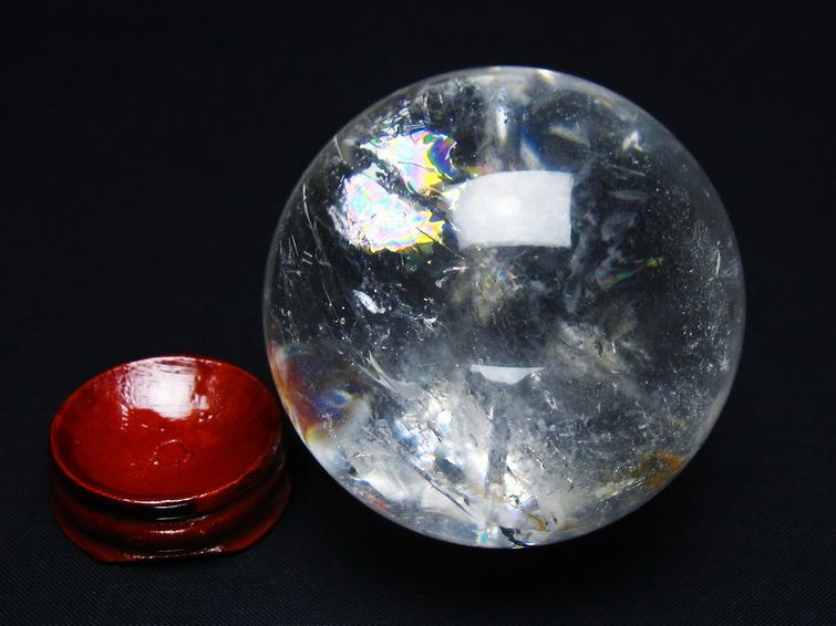 水晶 丸玉 虹入り 65mm スフィア 置物 水晶玉 一点物 151-8815