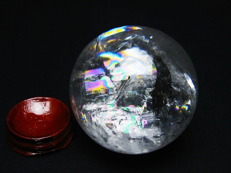 水晶 丸玉 虹入り 62mm スフィア 置物 水晶玉 一点物 151-8819 【sold out】