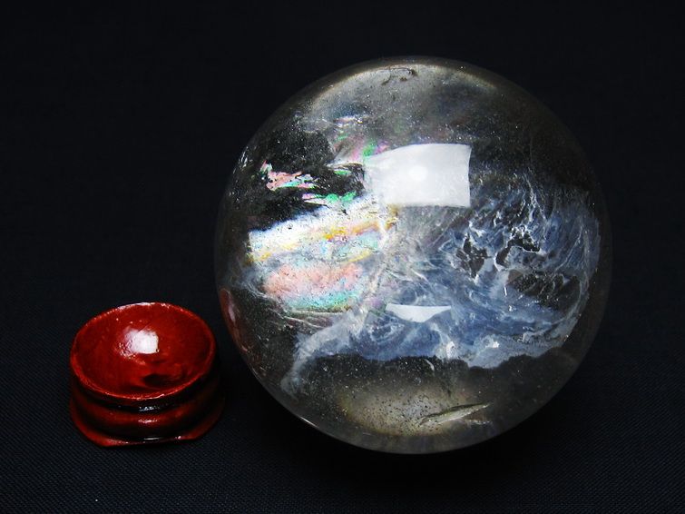 水晶 丸玉 虹入り 59mm スフィア 置物 水晶玉 一点物 151-8825