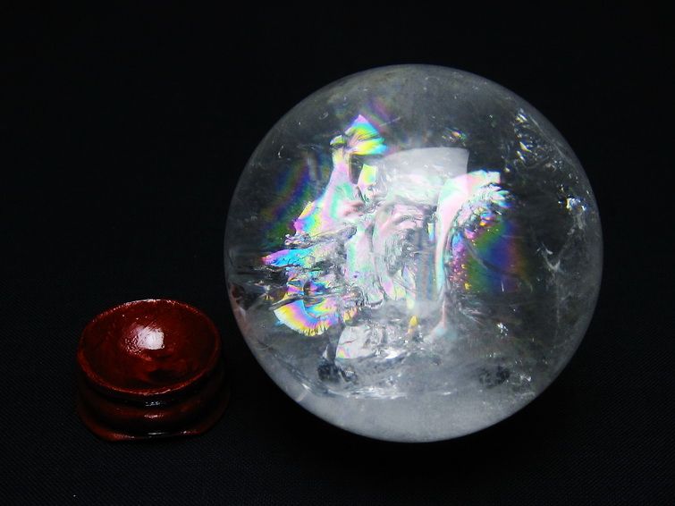 水晶 丸玉 虹入り 58mm スフィア 置物 水晶玉 一点物 151-8826