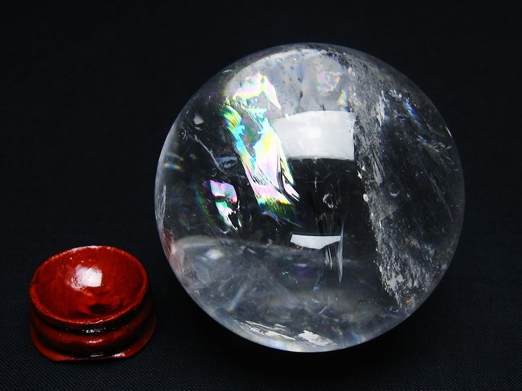 水晶 丸玉 虹入り 58mm スフィア 置物 水晶玉 一点物 151-8827