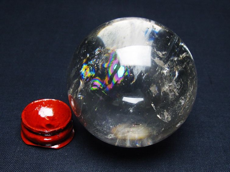 水晶 丸玉 虹入り 58mm スフィア 置物 水晶玉 一点物 151-8828