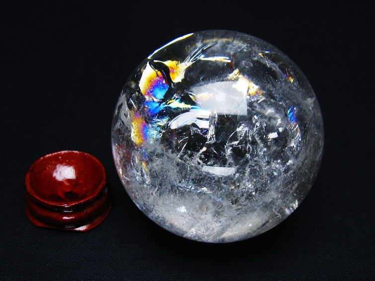 水晶 丸玉 虹入り 57mm スフィア 置物 水晶玉 一点物 151-8829