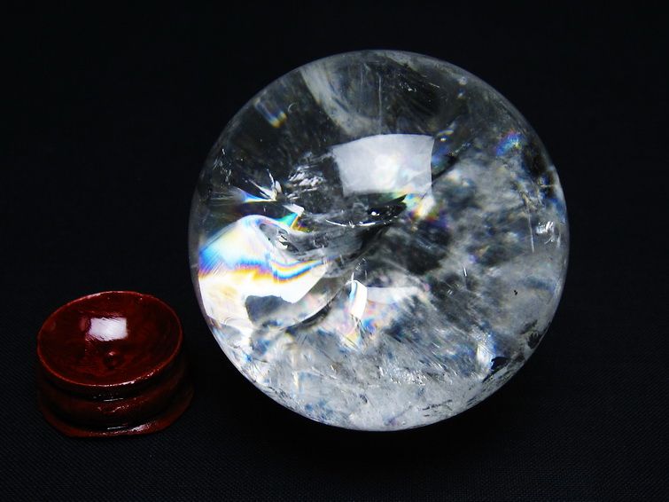 水晶 丸玉 虹入り 57mm スフィア 置物 水晶玉 一点物 151-8832