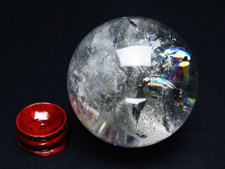 水晶 丸玉 虹入り 57mm スフィア 置物 水晶玉 一点物 151-8833