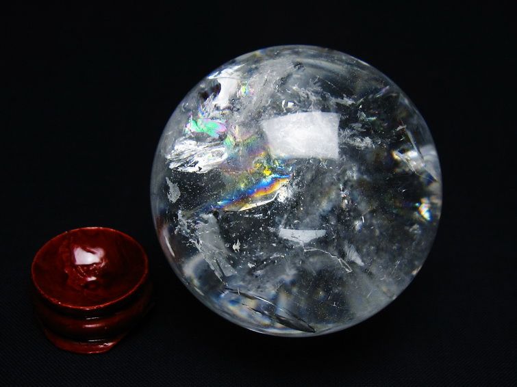 水晶 丸玉 虹入り 55mm スフィア 置物 水晶玉 一点物 151-8837 【sold out】