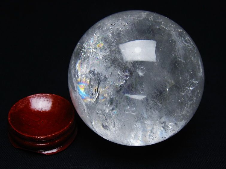 水晶 丸玉 虹入り 64mm スフィア 置物 水晶玉 一点物 151-8933