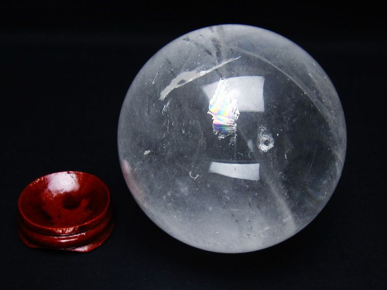 水晶 丸玉 虹入り 77mm スフィア 置物 水晶玉 一点物 151-8985