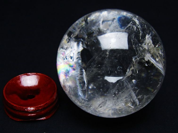 水晶 丸玉 虹入り 62mm スフィア 置物 水晶玉 一点物 151-9060