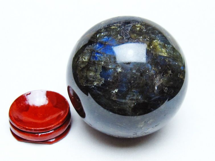 ラブラドライト 丸玉 64mm スフィア 置物 一点物 151-9103