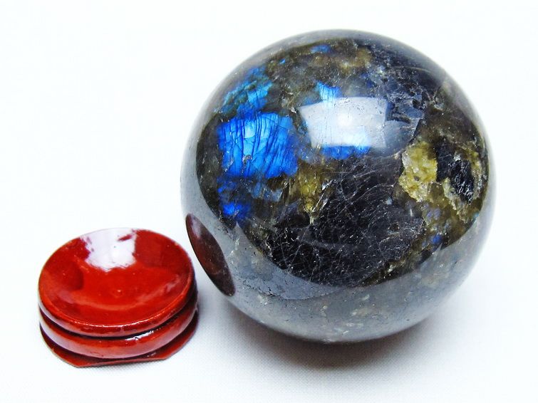 ラブラドライト 丸玉 64mm スフィア 置物 一点物 151-9105