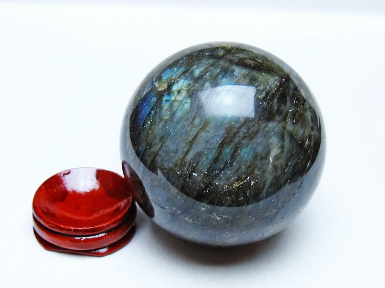 ラブラドライト 丸玉 65mm スフィア 置物 一点物 151-9107