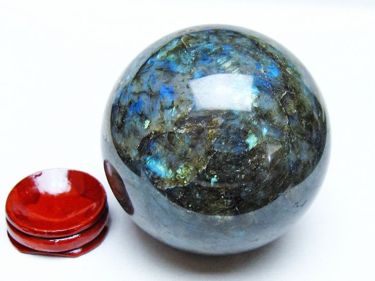 ラブラドライト 丸玉 72mm スフィア 置物 一点物 151-9120 【sold out】