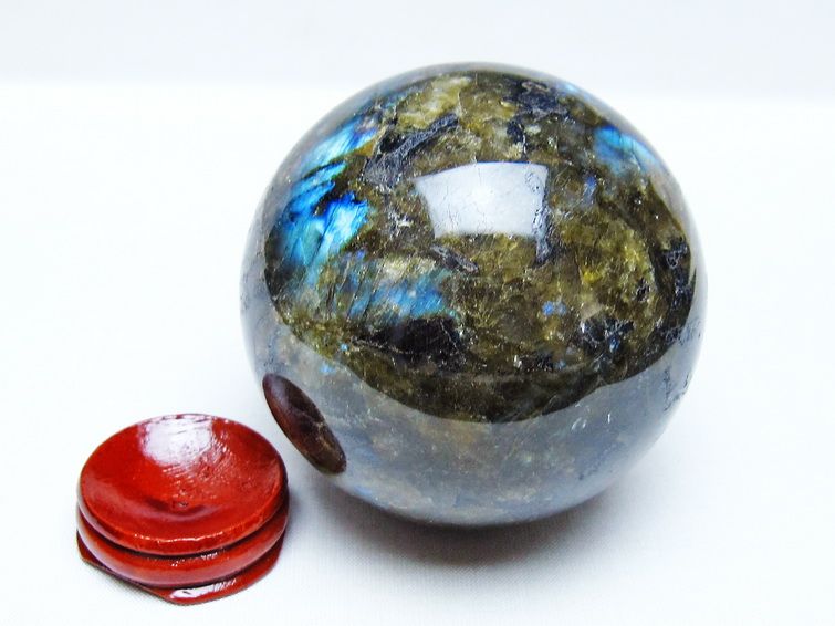 ラブラドライト 丸玉 75mm スフィア 置物 一点物 151-9130
