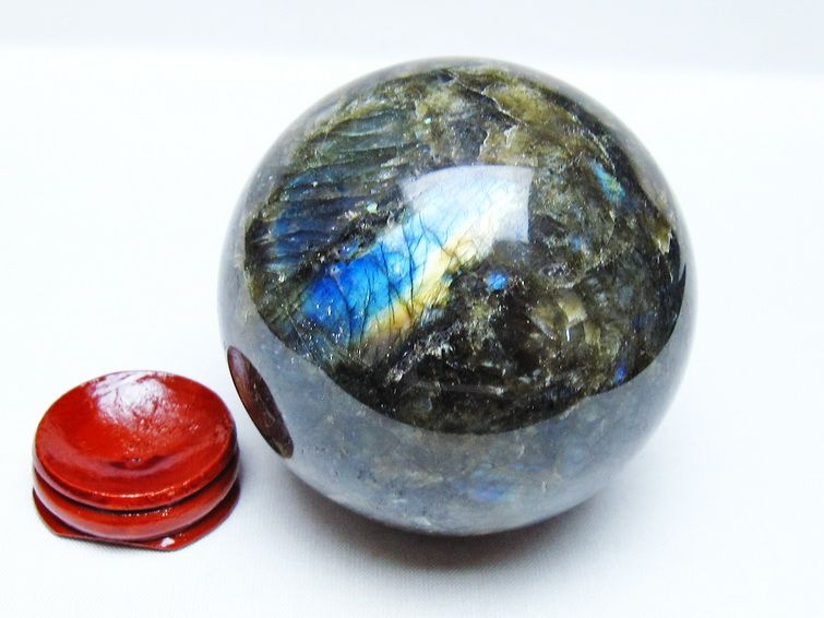 ラブラドライト 丸玉 75mm スフィア 置物 一点物 151-9131 【sold out】