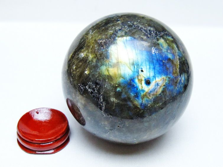 ラブラドライト 丸玉 83mm スフィア 置物 一点物 151-9149