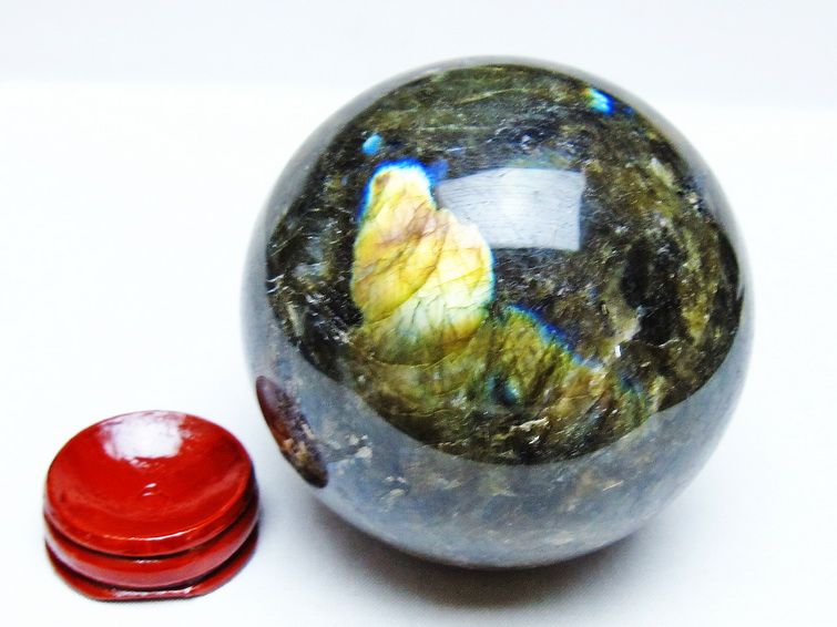 ラブラドライト 丸玉 79mm スフィア 置物 一点物 151-9159