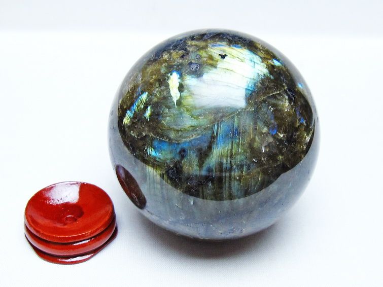 ラブラドライト 丸玉 77mm スフィア 置物 一点物 151-9164