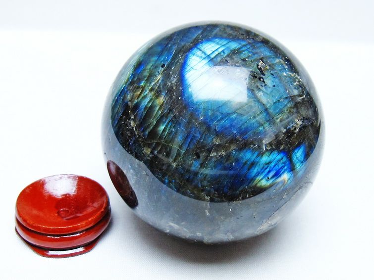 ラブラドライト 丸玉 77mm スフィア 置物 一点物 151-9165 【sold out】