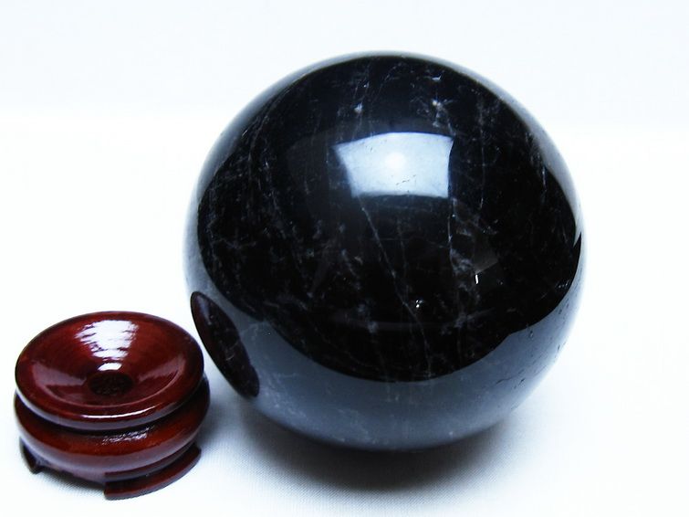 1.1Kg モリオン 黒水晶 丸玉 90mm スフィア 一点物 151-9355