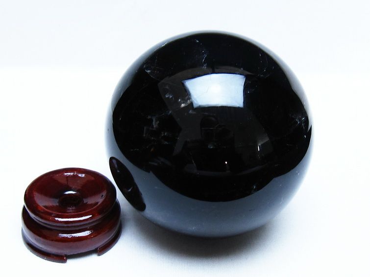 1.3Kg モリオン 黒水晶 丸玉 95mm スフィア 一点物 151-9371