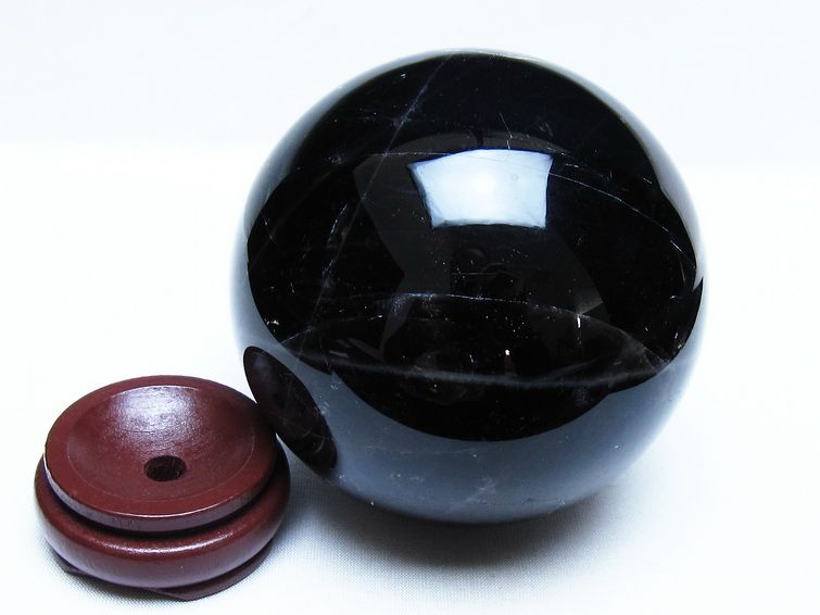 1.4Kg モリオン 黒水晶 丸玉 105mm スフィア 一点物 151-9376