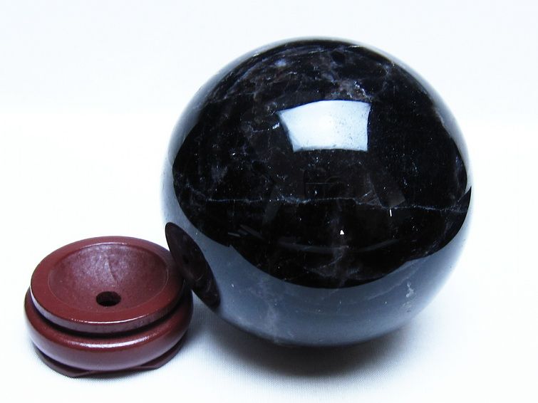 1.3Kg モリオン 黒水晶 丸玉 98mm スフィア 一点物 151-9381