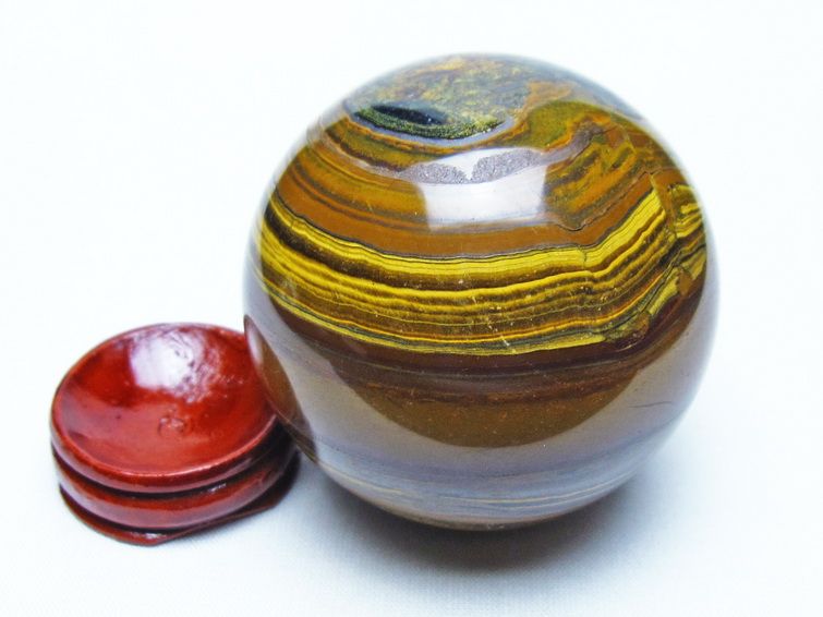 アイアンタイガーアイ 丸玉 61mm スフィア 置物 一点物 151-9865