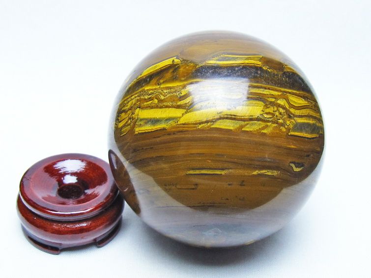 1.1Kg アイアンタイガーアイ 丸玉 88mm スフィア 置物 一点物 151-9919