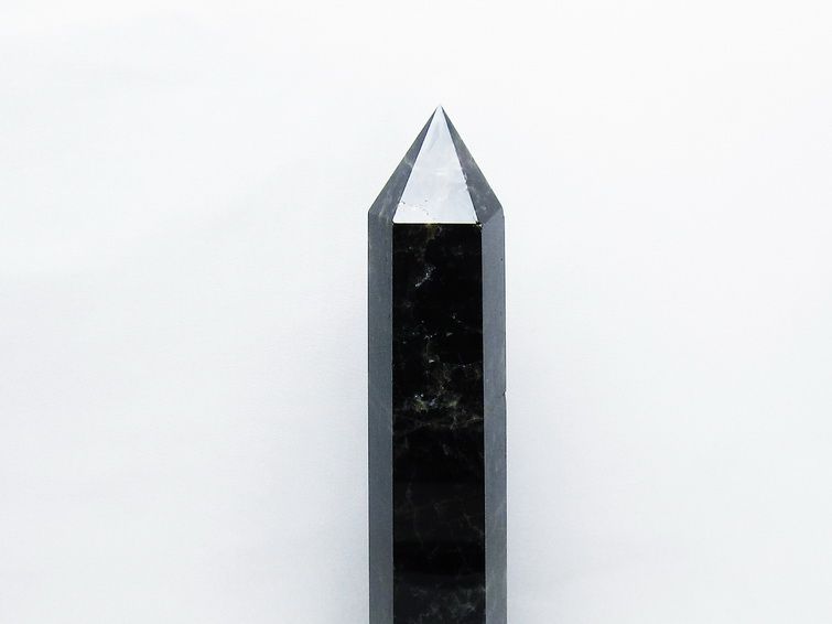 1.4Kg モリオン 黒水晶 六角柱 台座付属 一点物 152-4003 【sold out】