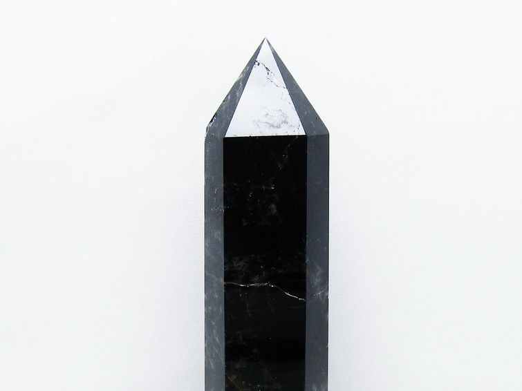 1.2Kg モリオン 黒水晶 六角柱 台座付属 一点物 152-4053