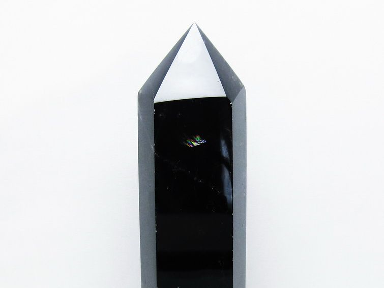 1.4Kg モリオン 黒水晶 六角柱 台座付属 一点物 152-4054