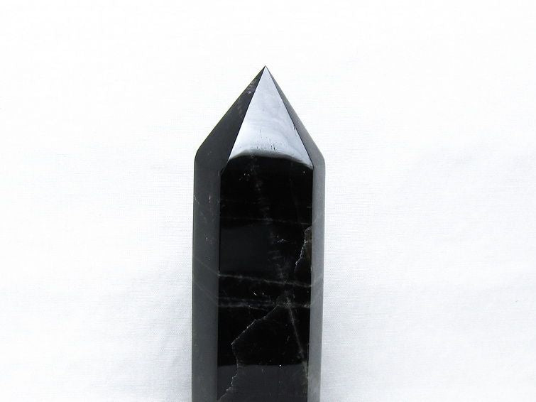 モリオン 六角柱 黒水晶 ポイント 置物 一点物 台座付属 152-4288