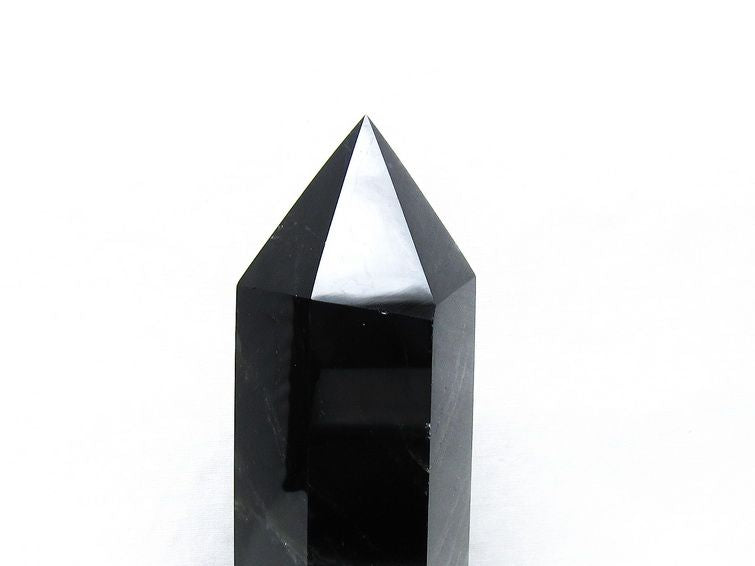 モリオン 六角柱 黒水晶 ポイント 置物 一点物 台座付属 152-4290