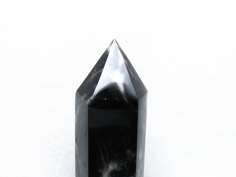 モリオン 六角柱 黒水晶 ポイント 置物 一点物 台座付属 152-4291