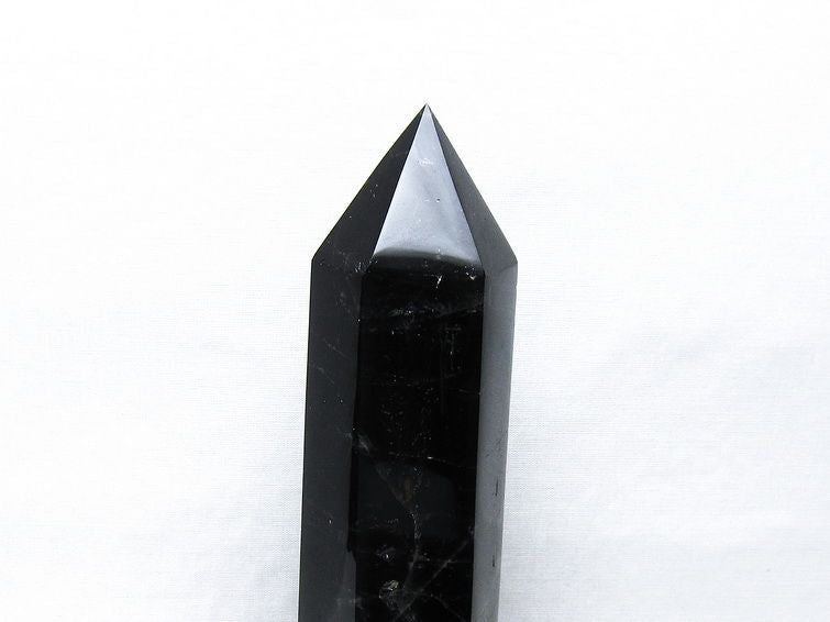 モリオン 六角柱 黒水晶 ポイント 置物 一点物 台座付属 152-4295