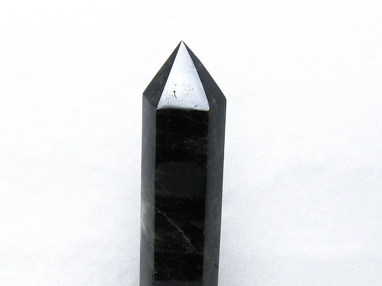 モリオン 六角柱 黒水晶 ポイント 置物 一点物 台座付属 152-4296