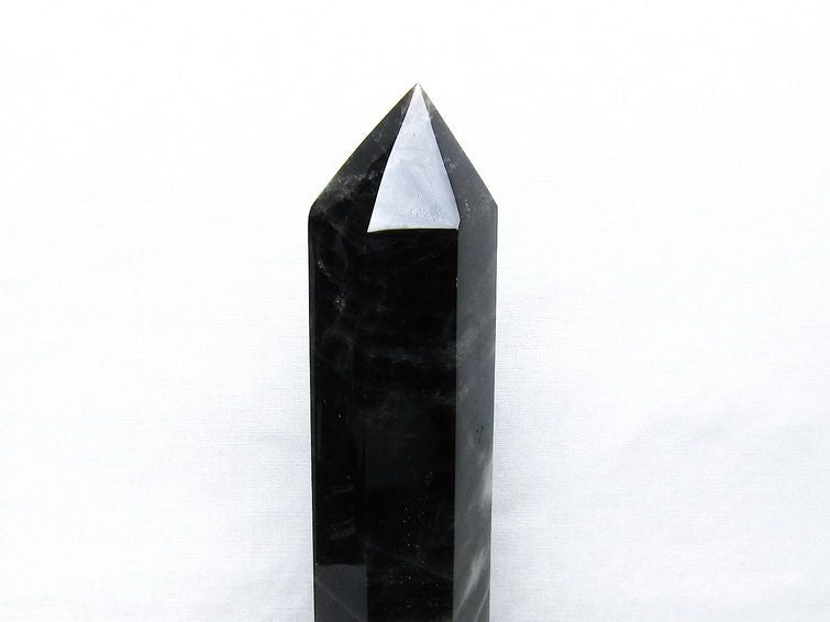 モリオン 六角柱 黒水晶 ポイント 置物 一点物 台座付属 152-4302