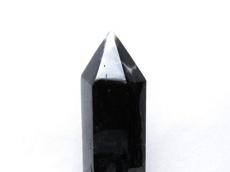 1.3Kg モリオン 六角柱 黒水晶 ポイント 置物 一点物 台座付属 152-4303