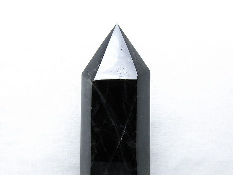 1.8Kg モリオン 六角柱 黒水晶 ポイント 置物 一点物 台座付属 152-4304