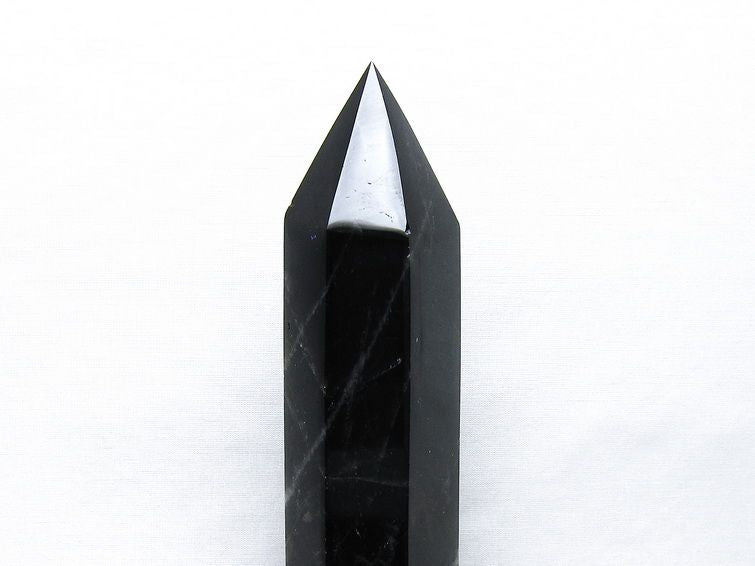 モリオン 六角柱 黒水晶 ポイント 置物 一点物 台座付属 152-4305