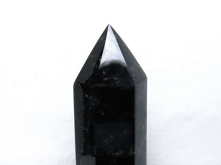 1.5Kg モリオン 六角柱 黒水晶 ポイント 置物 一点物 台座付属 152-4307