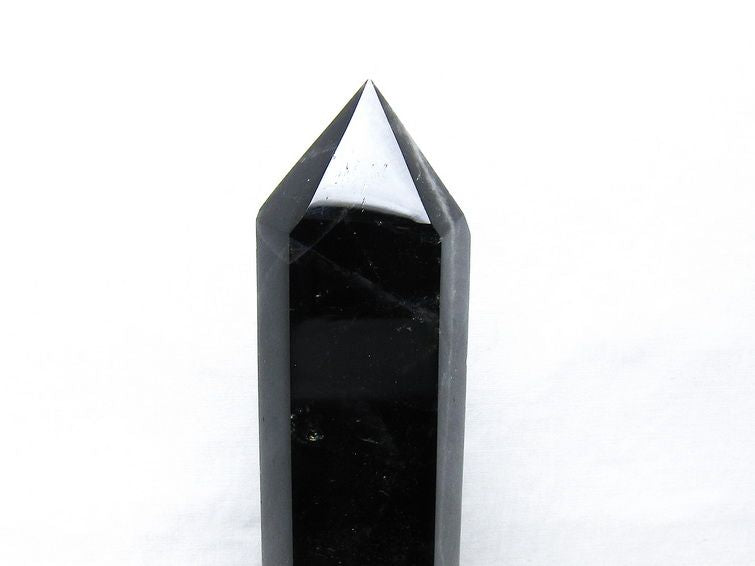1Kg モリオン 六角柱 黒水晶 ポイント 置物 一点物 台座付属 152-4309