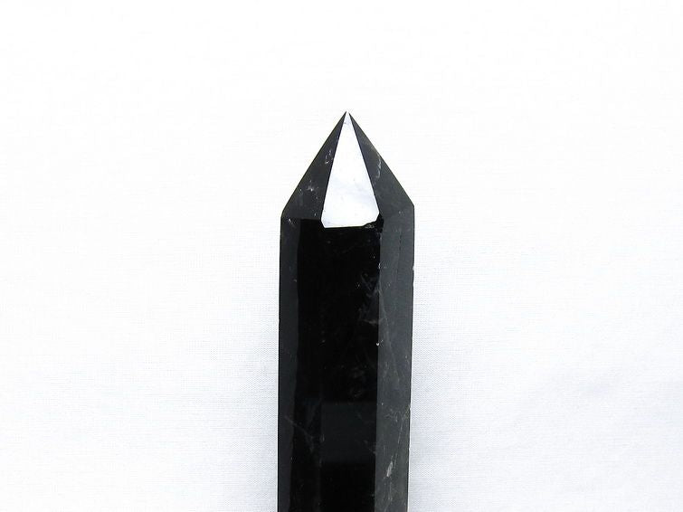 モリオン 六角柱 黒水晶 ポイント 置物 一点物 台座付属 152-4313