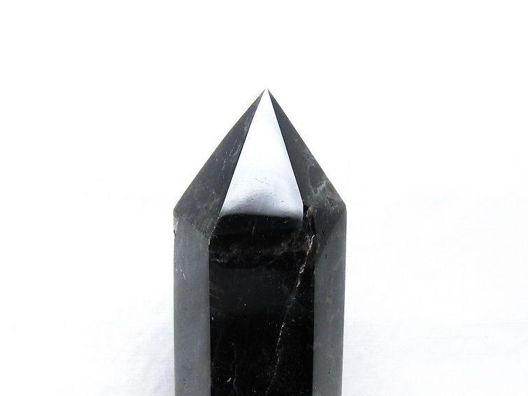 1.1Kg モリオン 六角柱 黒水晶 ポイント 置物 一点物 台座付属 152-4319