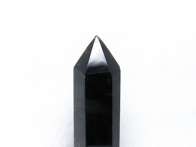 モリオン 六角柱 黒水晶 ポイント 置物 一点物 台座付属 152-4321