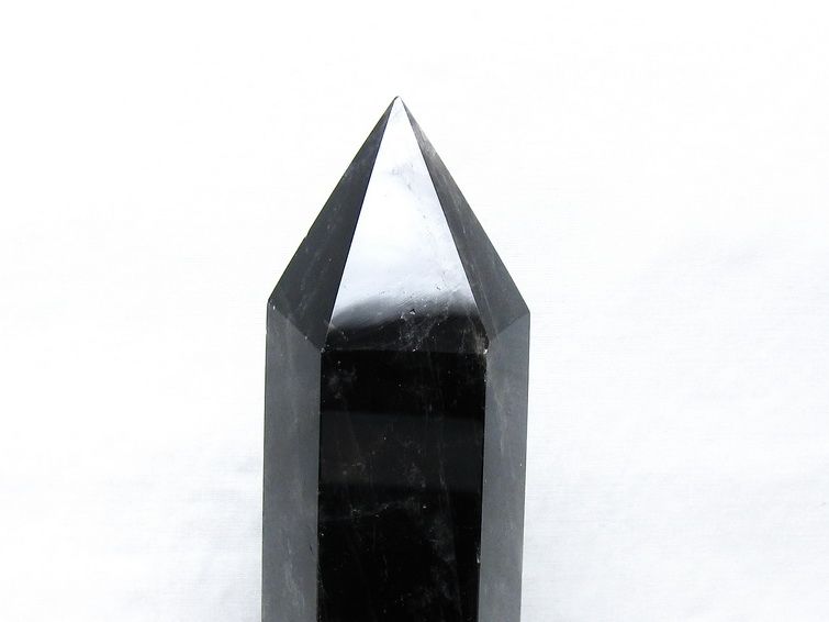 黒水晶 六角柱 モリオン ポイント 置物 一点物 台座付属 152-4323