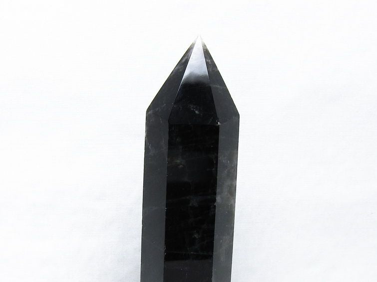 黒水晶 六角柱 モリオン ポイント 置物 一点物 台座付属 152-4326