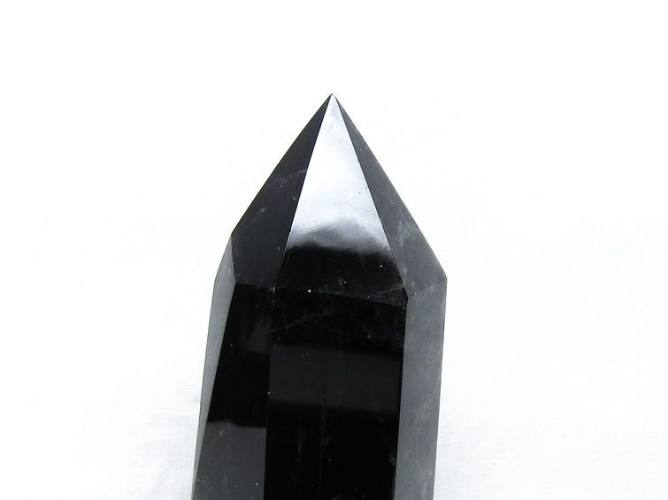 黒水晶 六角柱 モリオン ポイント 置物 一点物 台座付属 152-4328