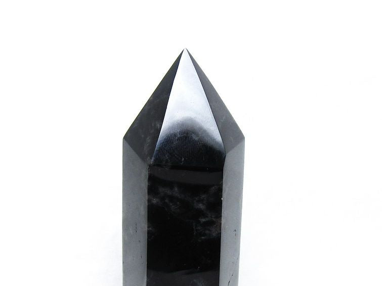 黒水晶 六角柱 モリオン ポイント 置物 一点物 台座付属 152-4330
